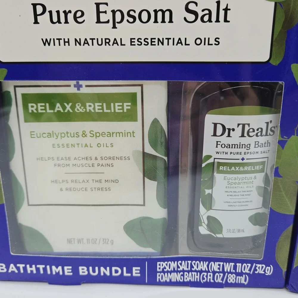 2x Dr Teal's Pure Epsom Salt Soak & Foaming Bath Eucalyptus & Spearmint Gift Set
